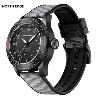 NORTH EDGE Pilot Mach 2024 Solar Powered Dual Time Zone (Quartz) - RUBASO