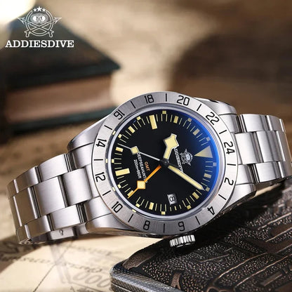 ADDIESDIVE AD2036 Dive Watch with Luminous Hands and GMT Movement (Quartz)