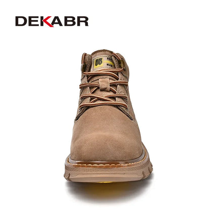 DEKABR Men's Boots Genuine Leather Soft Sole Comfortable Autumn Winter Ankle Boots Classical Outdoor Casual Shoes For Men