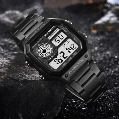 PANARS Top Luxury Sport Waterproof Back Light Digital Wristwatch Male Alarm Trendy and Fashion