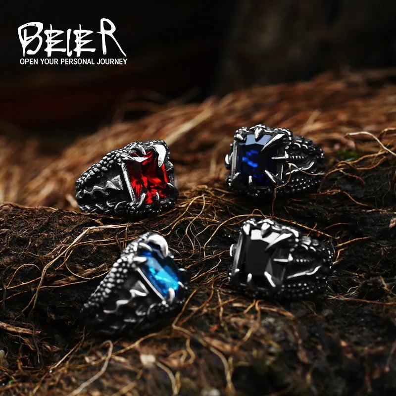 Beier Dragon Claw Men Punk Unique Ring LLBR8-178R - RUBASO