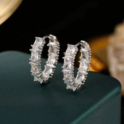 SUYU Daily Commuting Temperament Earrings Square Cubic Zirconia Simple Water Drop Earrings