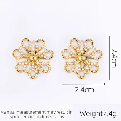 SUYU Fashionable Simple And Elegant Retro Imitation Pearl Flower Earrings  Light Luxury Earrings For Women