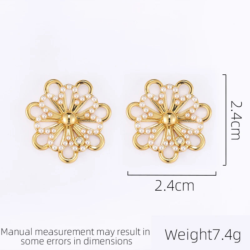 SUYU Fashionable Simple And Elegant Retro Imitation Pearl Flower Earrings  Light Luxury Earrings For Women