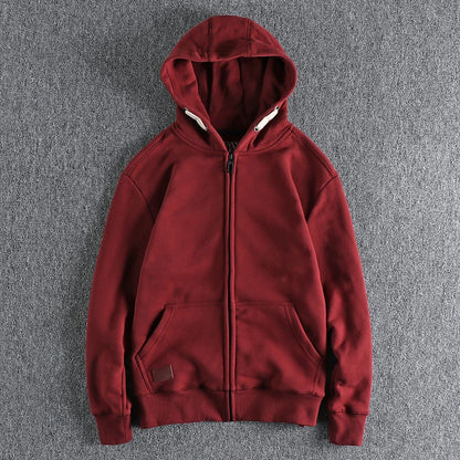 Men's Retro Thick Cotton Hoodie with Zipper