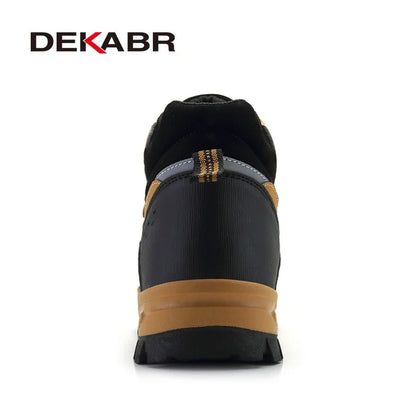 DEKABR Brand Winter Men Snow Boots Warm Plush Men's Boots Waterproof Leather Ankle Boots Top Quality Non-slip Men's Hiking Boots