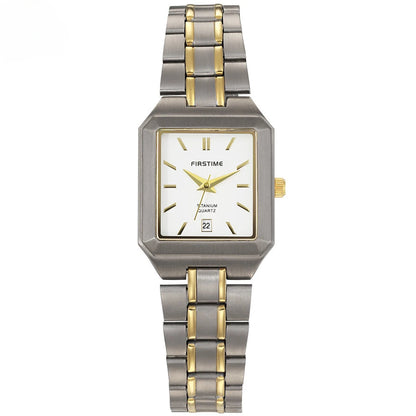 BERNY Square Titanium Calendar Luxury Gold Tone Wristwatch Waterproof Ultralight (Quartz)