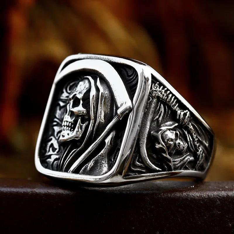 BEIER Skull Ring Vintage Biker BR8-1238 - RUBASO