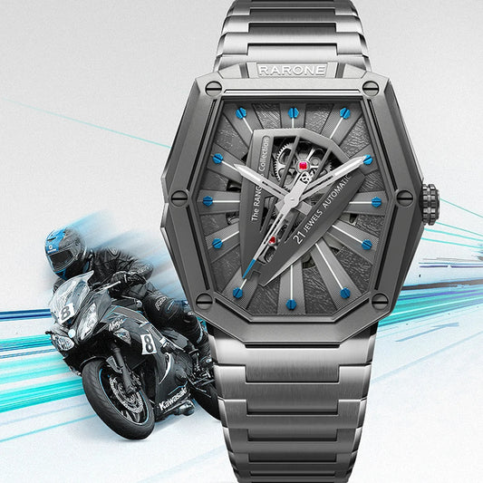 Luxury Automatic Watch Men Limited Edition Mechanical Wristwatches Fashion Tonneau Stainless Steel Luminous Clocks RARONE 2023