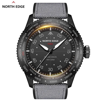 NORTH EDGE Pilot Mach 2024 Solar Powered Dual Time Zone (Quartz) - RUBASO