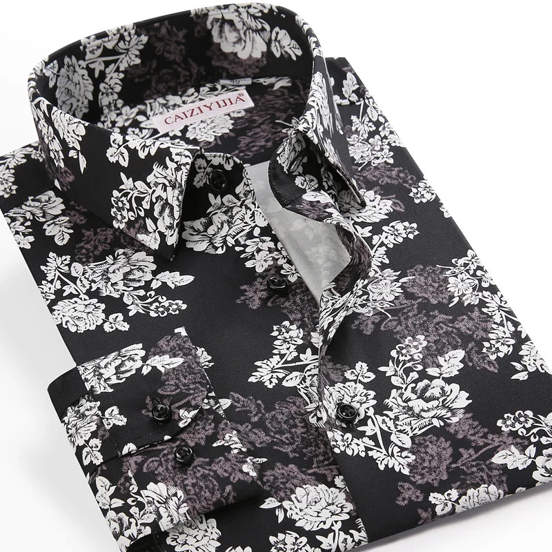 The Black Rose GREVOL Men’s Floral Casual Collar Shirt Cotton