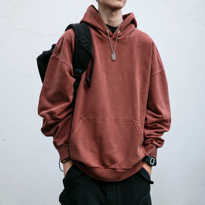 Mountain High-Quality Vintage Distress Hoodie for Men