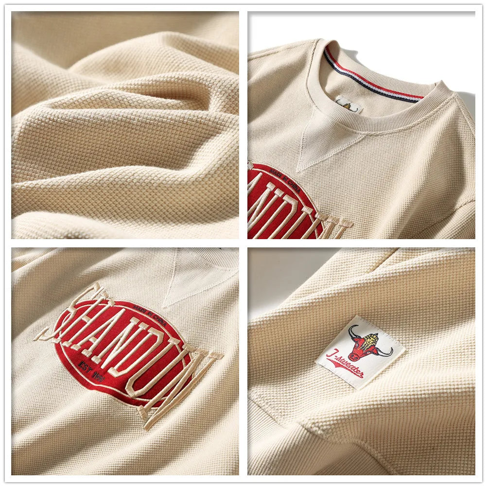 Men's Autumn Winter Casual Sweatshirt with English Embroidery