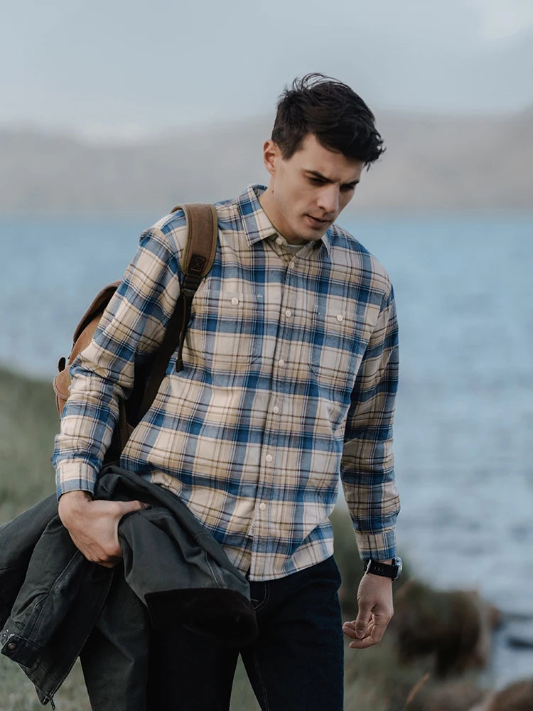 Spring New Plaid Flannel Shirt for Men