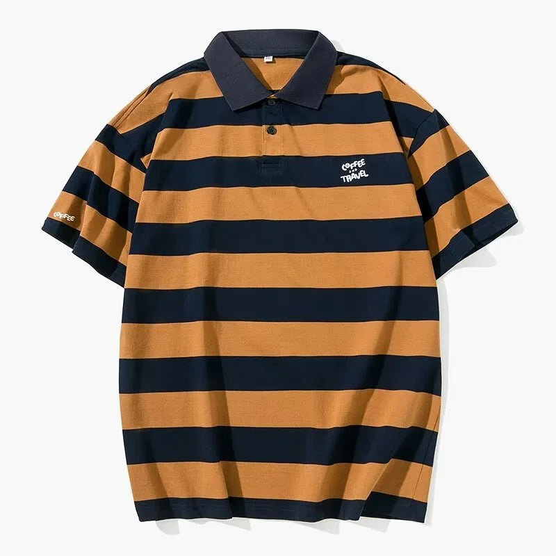 Summer Men's Striped Polo Golf Wear Tops