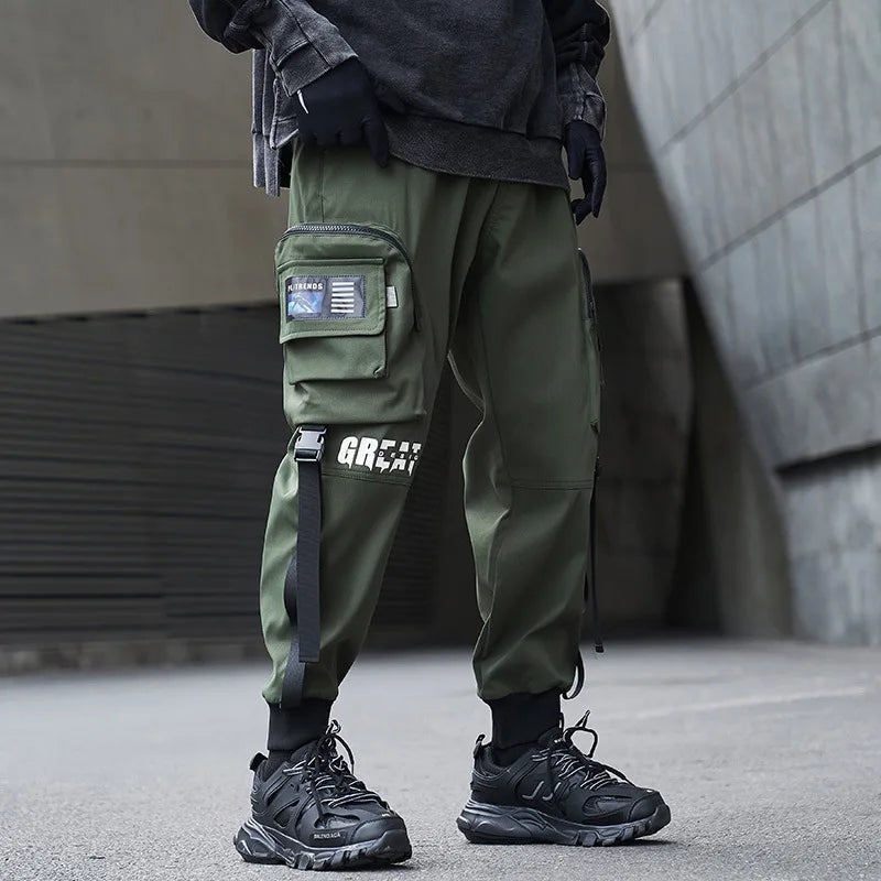 Tactical High Street Webbing Decoration Techwear Cargo Pants