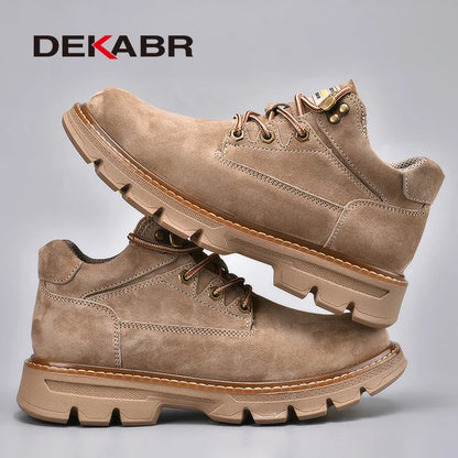 DEKABR Men's Boots Genuine Leather Soft Sole Comfortable Autumn Winter Ankle Boots Classical Outdoor Casual Shoes For Men