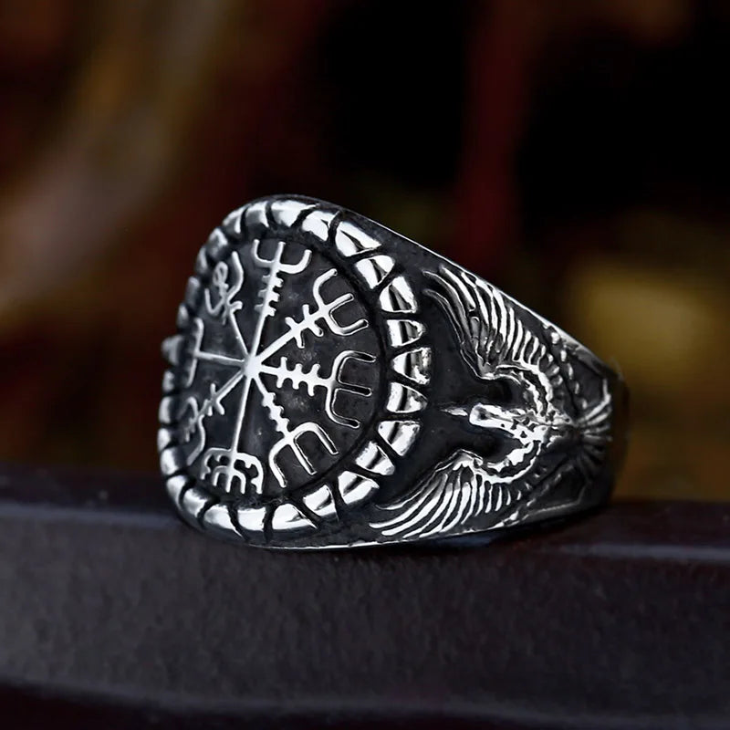 BEIER Men’s Ring with Odin Amulet & Vegvisir