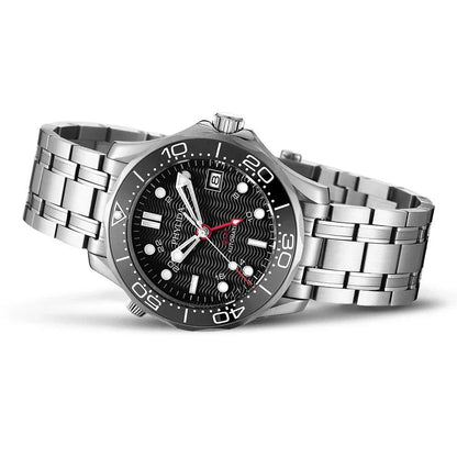 PHYLIDA GMT Dual Time Black Wave Diver (Automatic) - RUBASO