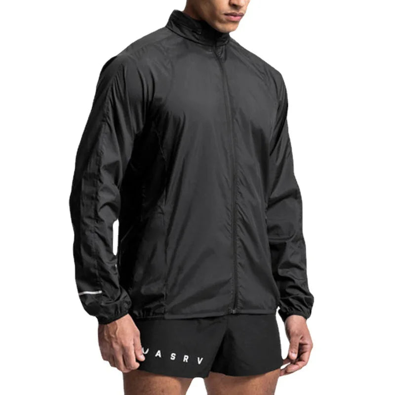 Training Jacket – Zipper Elastic Running Sportswear with Reflective Appliques