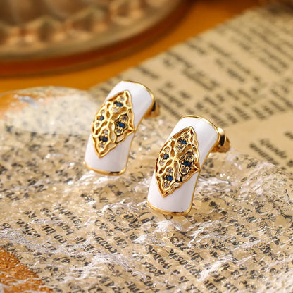 SUYU Jewelry Summer Retro Geometry White Drip Glazed Earrings For Women's Light Luxury Fashion Design Earrings Fashion Jewelry