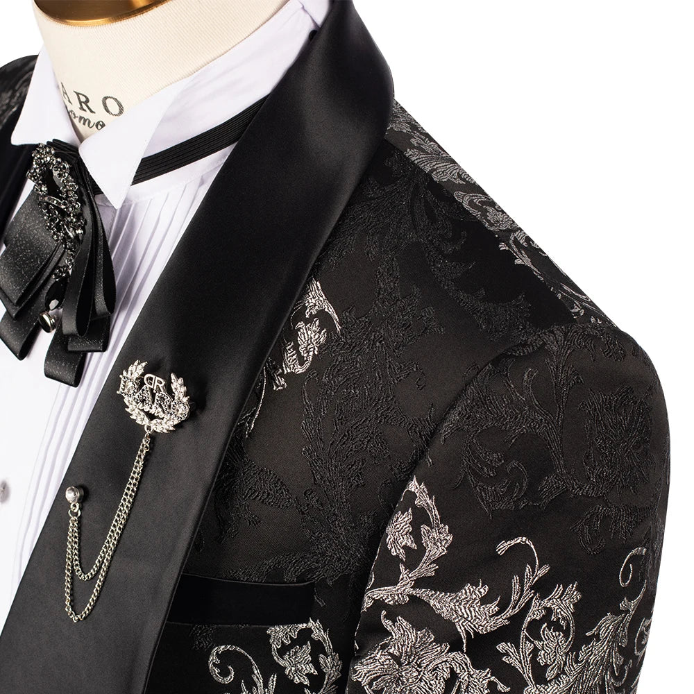 The Black Rose Premium Daro Uomo Floral Jacquard Tuxedo DRV8232 (Two-Piece)