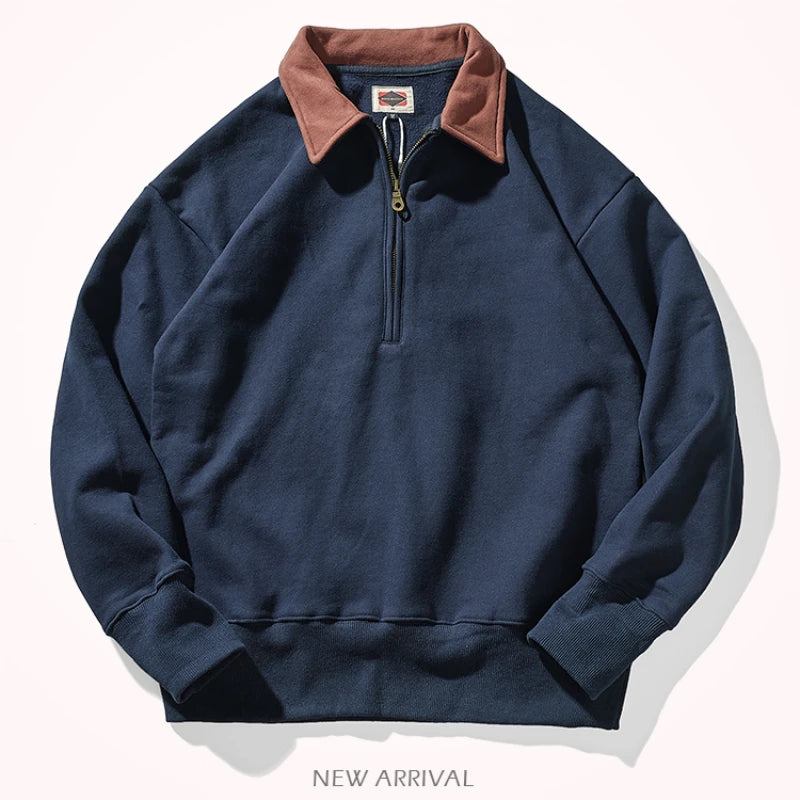 Men's Casual Patchwork Fleece Sweatshirt for Autumn and Winter