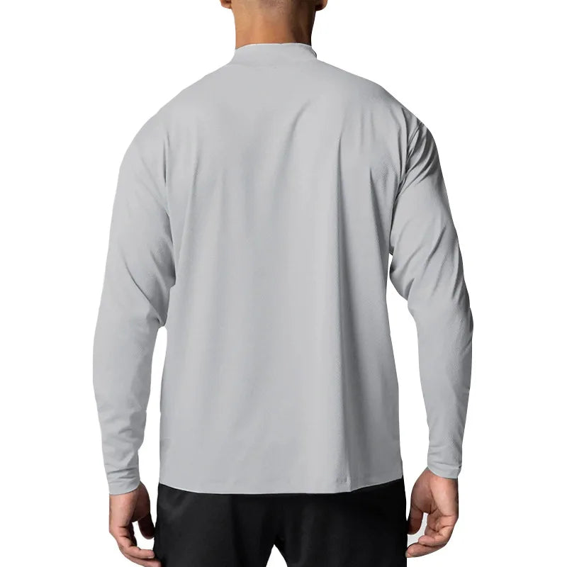 Turtleneck Long Sleeve Fitness Sweatshirt – Pectoral Muscle Display Training Tops Casual Tees