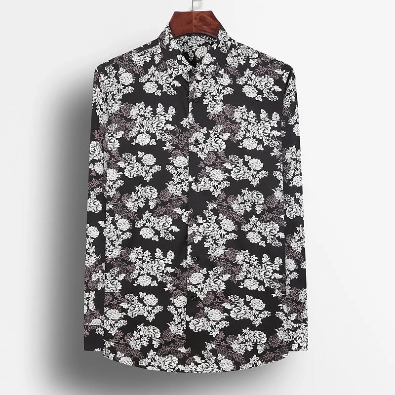 The Black Rose GREVOL Men’s Floral Casual Collar Shirt Cotton