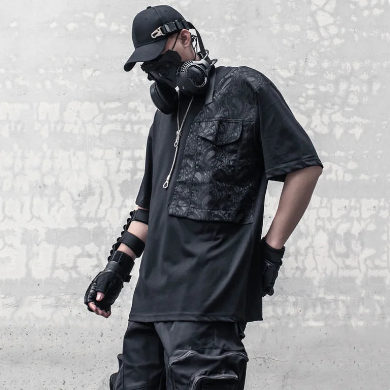 Summer Jacquard Patchwork Tactical T-Shirt