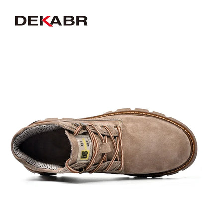 DEKABR Men's Boots Genuine Leather Soft Sole Comfortable Autumn Winter Ankle Boots Classical Outdoor Casual Shoes For Men