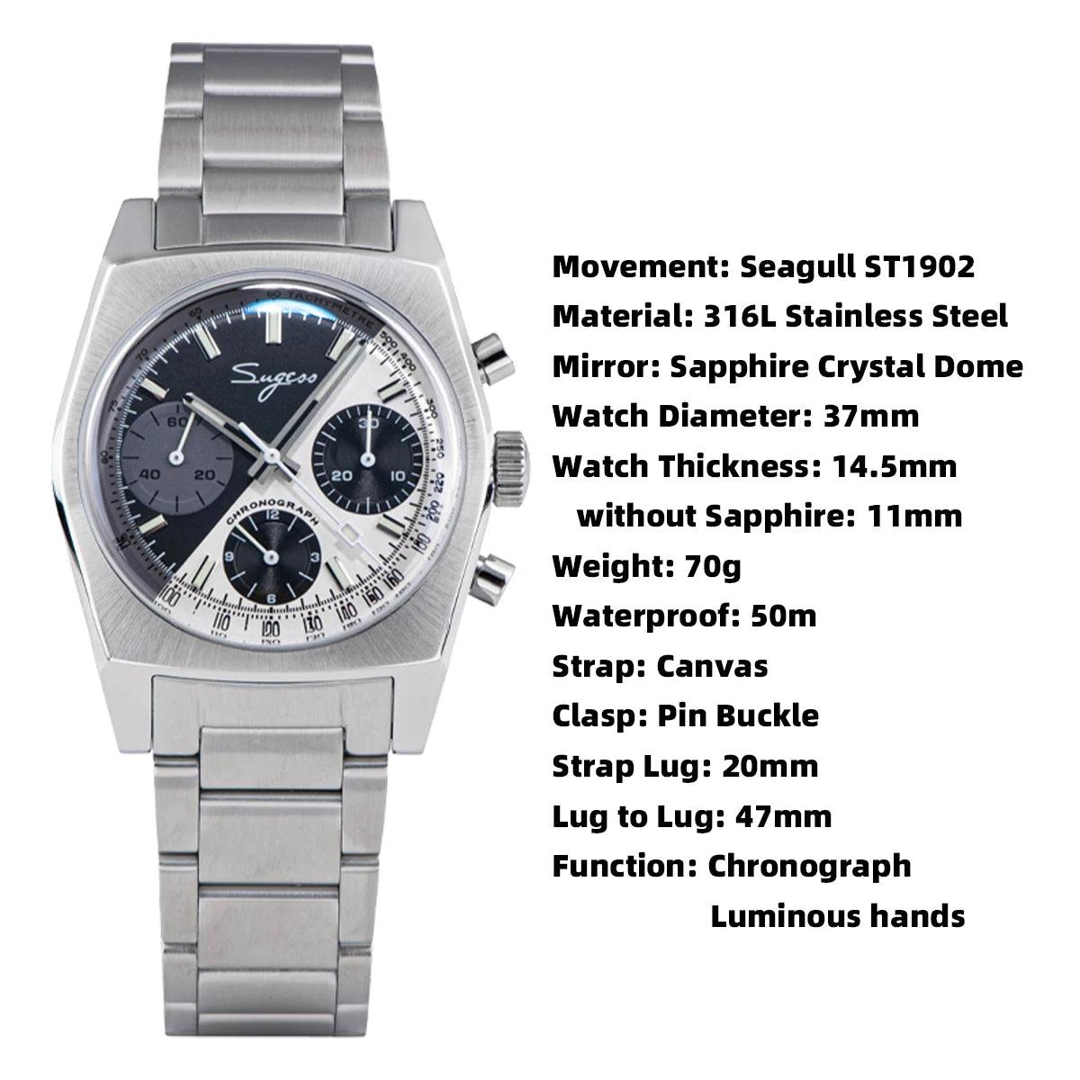 Sugess Original Chronograph Series Swanneck S419 (Mechanical) - RUBASO