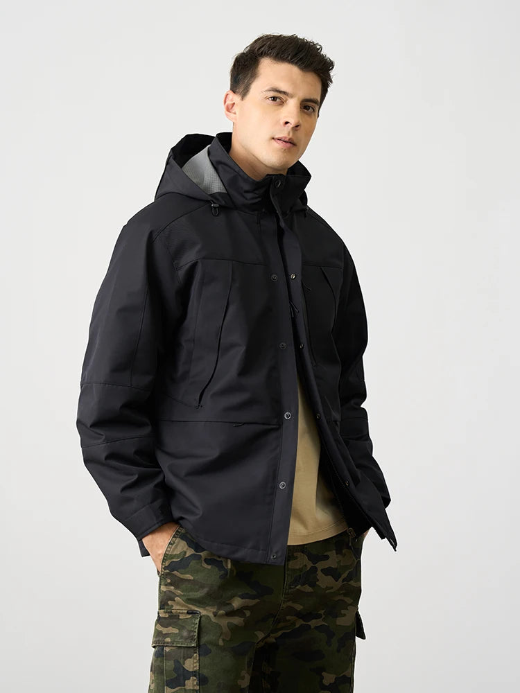 Luxe Autumn New Oversize Hard Shell Water Repellent Rain Jacket