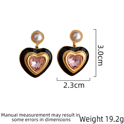 Fashionable and Elegant Love Imitation Pearl Earrings for Women's Light Luxury Design Earrings Sweet and Versatile temperament