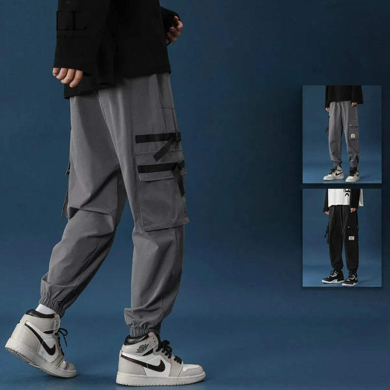 Solid Color Cargo Sweatpants with Pockets