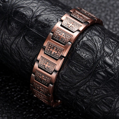 WelMag Copper Magnetic Bracelet - Vintage Style Chain & Link Bracelet for Men - Blood Circulation Health Jewelry - RUBASO