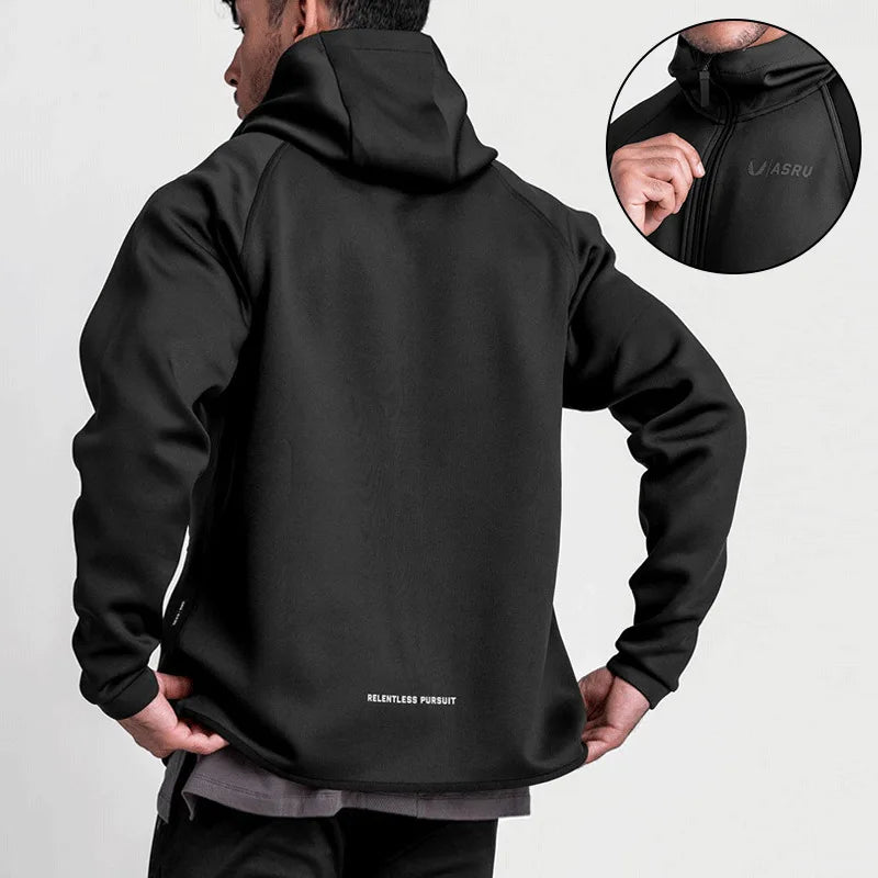 Cotton Elastic Hooded Fitness Running Loose Jacket