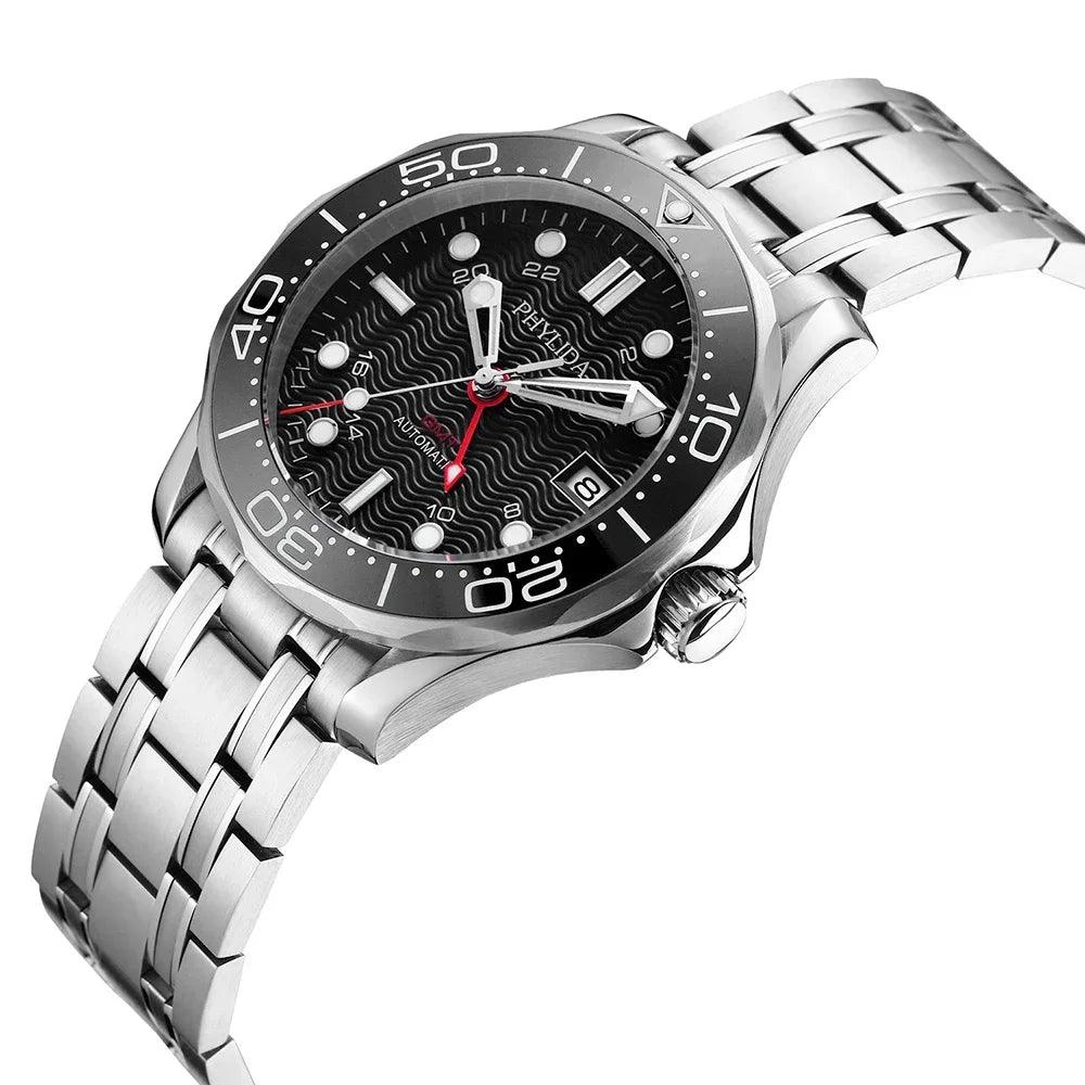 PHYLIDA GMT Dual Time Black Wave Diver (Automatic) - RUBASO