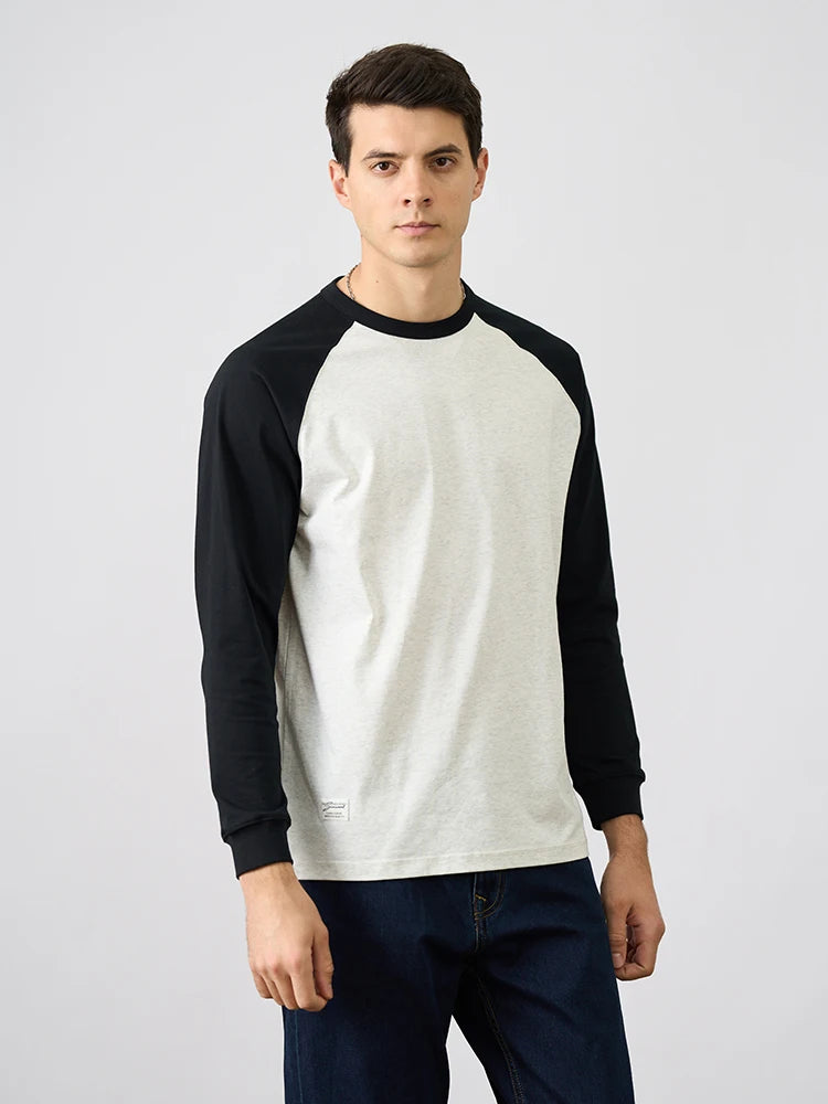 Sorona Fabric Long Raglan Sleeve Men Contrast Colors