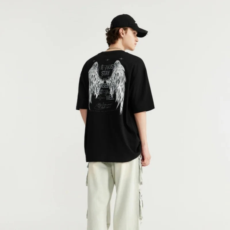 The Wings Printed Night Luminous High Street Punk Style