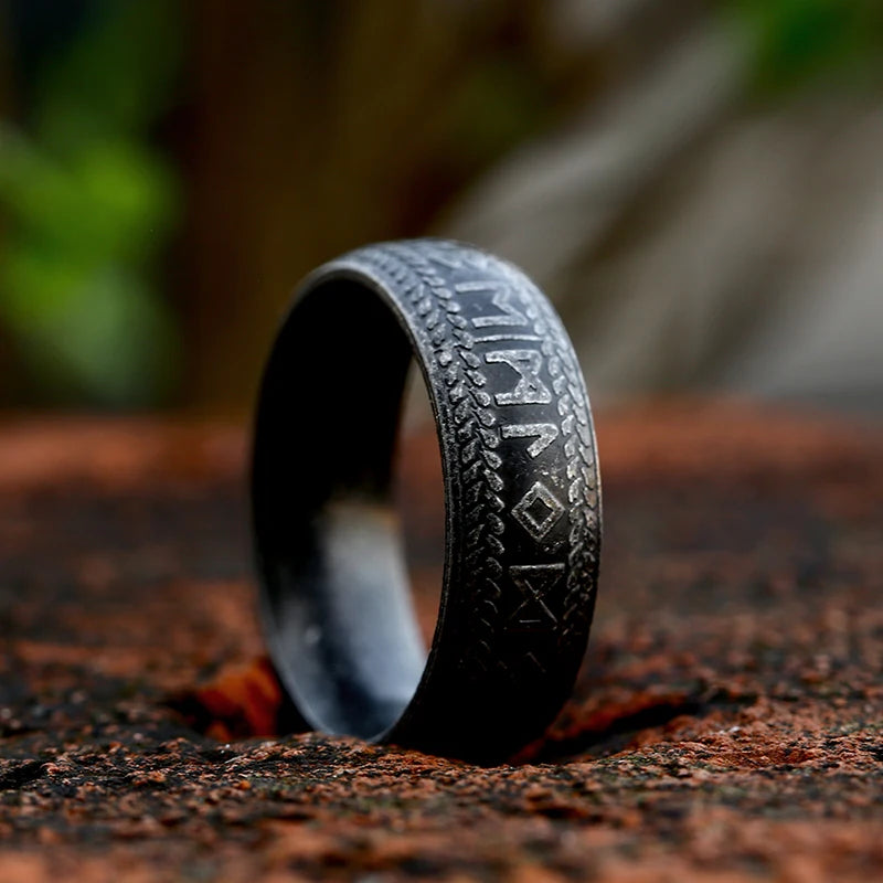 Viking Runes Ring by BEIER: Creative Nordic Totem Design, Black Odin Amulet