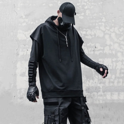 Tactical Sleeveless Hoodie – High Street Techwear Hooded Vest