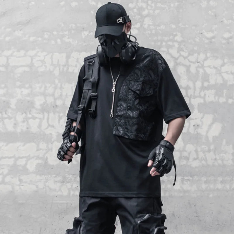 Summer Jacquard Patchwork Tactical T-Shirt