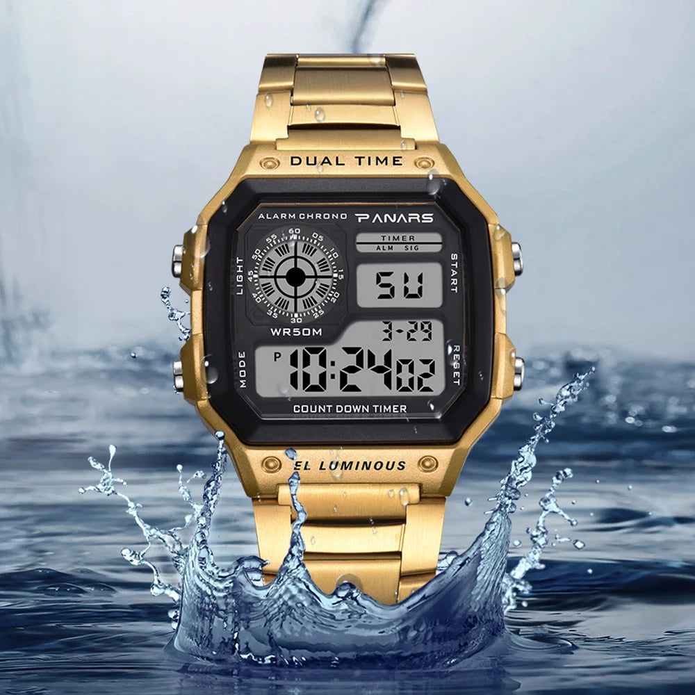 PANARS Top Luxury Sport Waterproof Back Light Digital Wristwatch Male Alarm Trendy and Fashion