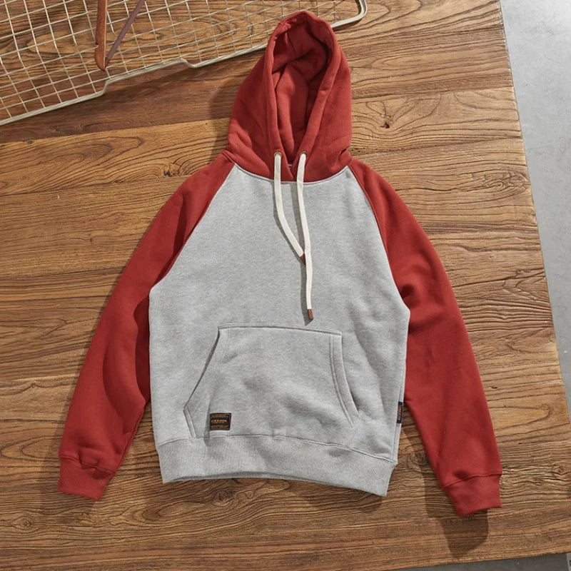 Men's Casual Patchwork Fleece Hoodie