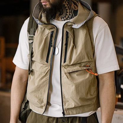 Outdoor Quick Dry Men's Vest - Multi-pocket Hooded Tactical Waistcoat