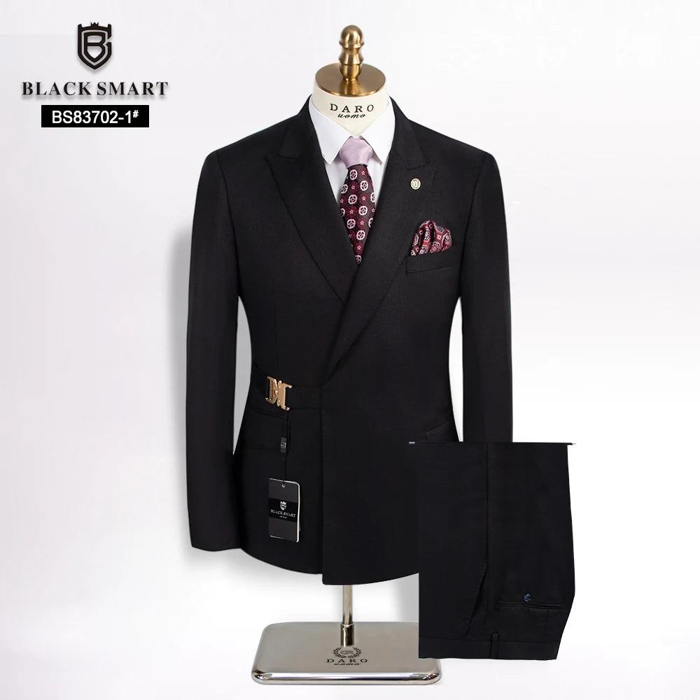 The Black Rose Premium Black Smart Casual Suit BS83702 (Two-Piece)