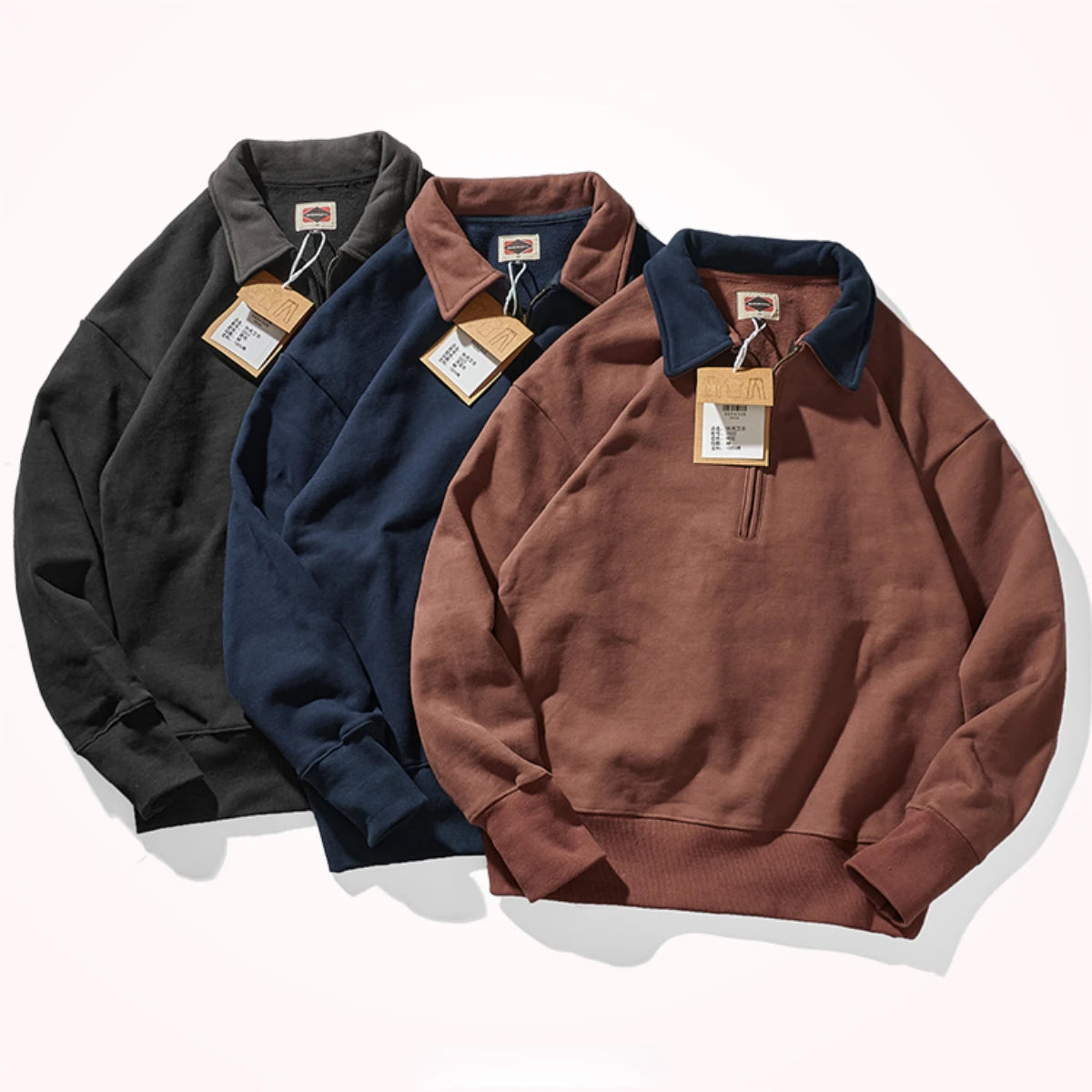 Men's Casual Patchwork Fleece Sweatshirt for Autumn and Winter