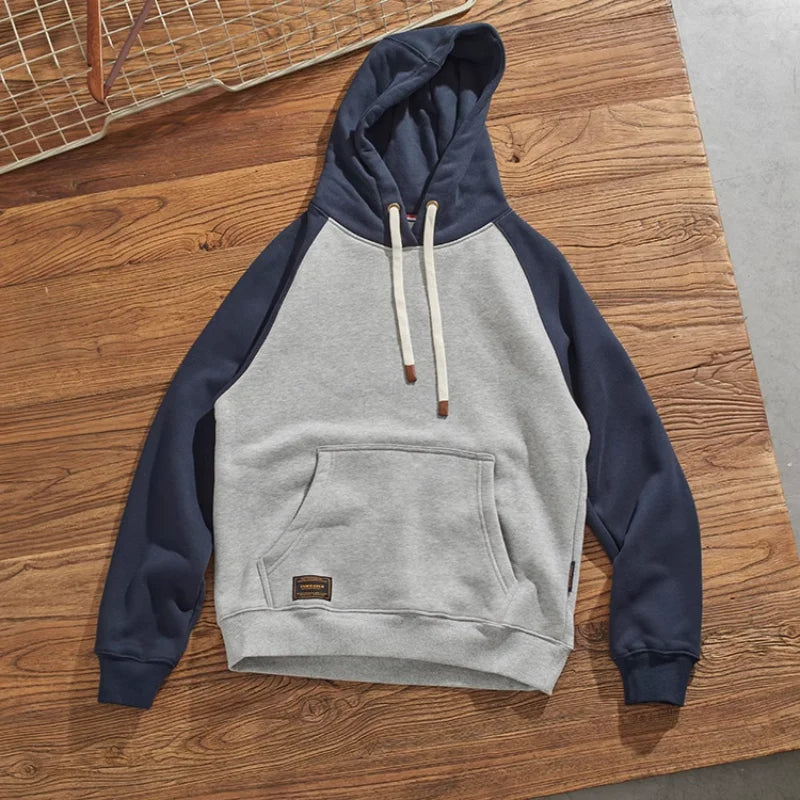 Men's Casual Patchwork Fleece Hoodie