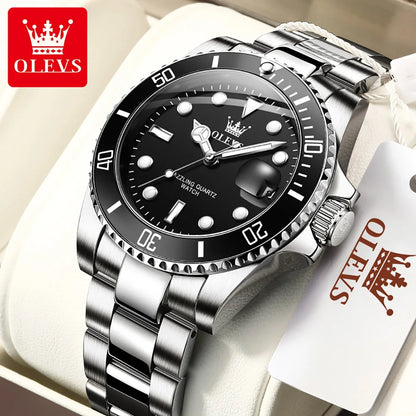 OLEVS 5885 Luxury Quartz Wristwatch One-Way Rotating Outer Ring Design